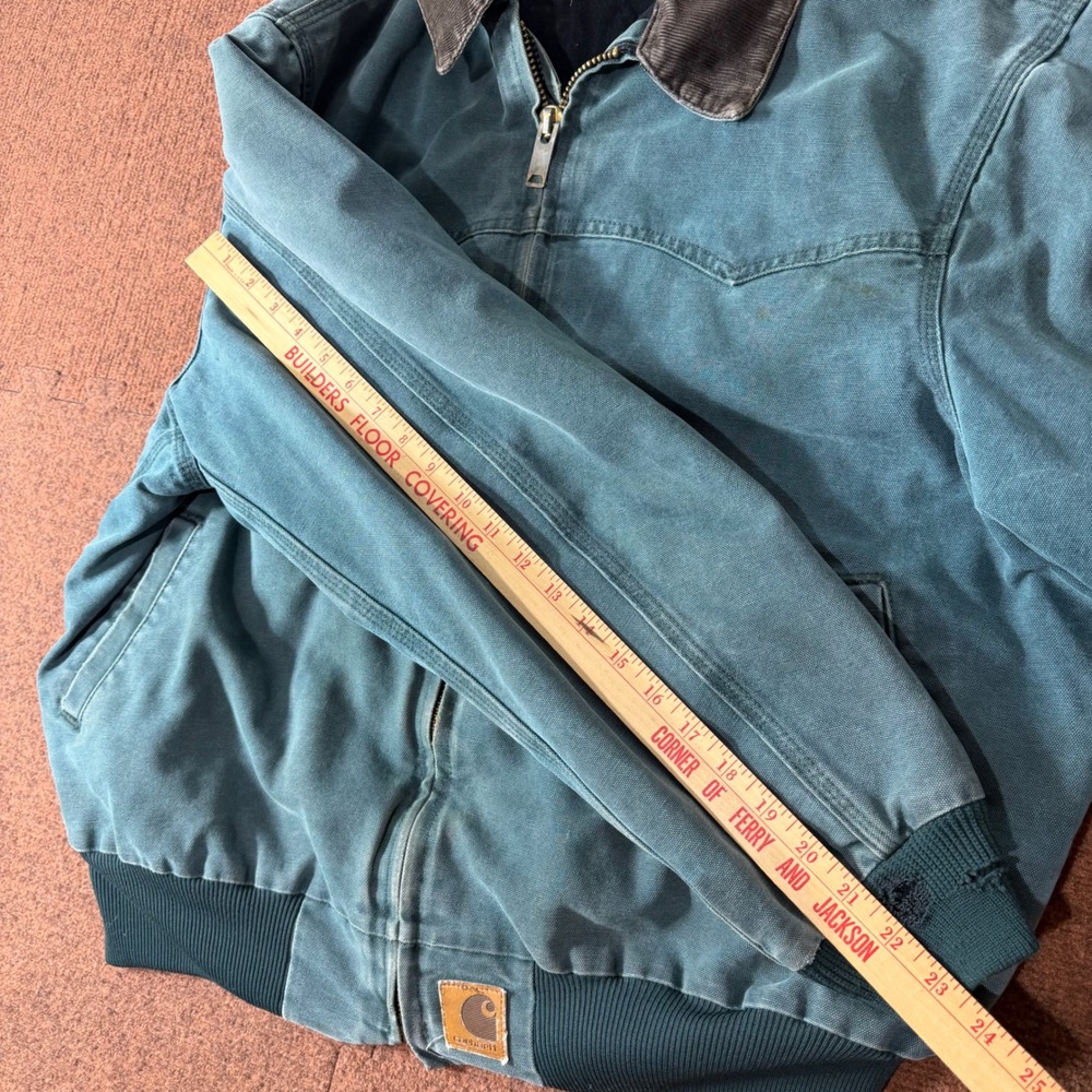 B+ Vintage Carhartt Santa Fe Jacket J14 Teal Green Duck Canvas Western Yoke XL - Picture 5 of 8
